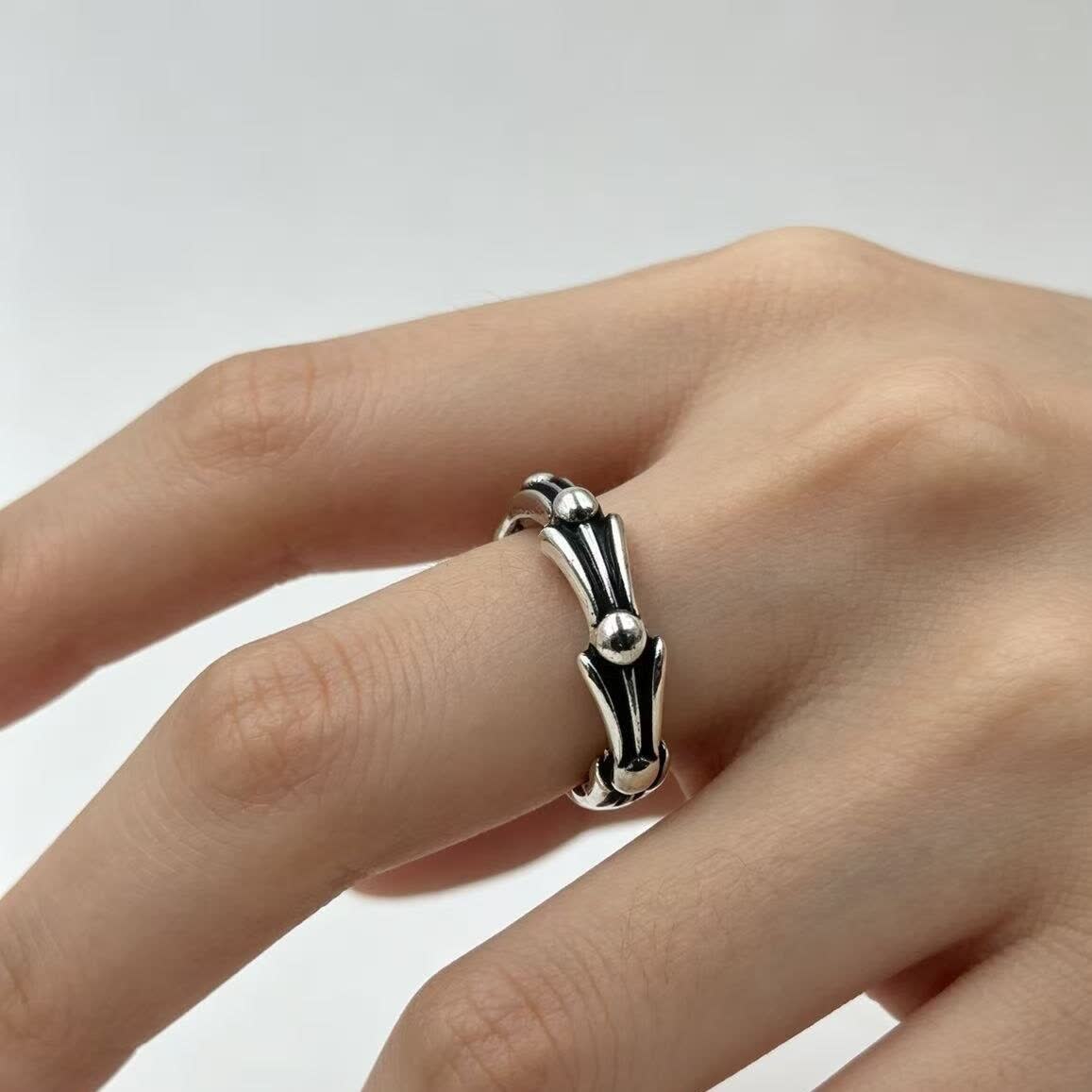 Chrome Hearts Silver Ring with Black Inlay